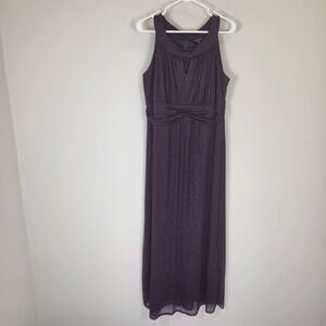 En Focus Women Purple Glitter Shimmer Sleeveless Maxi Gown Dress 16W Formal